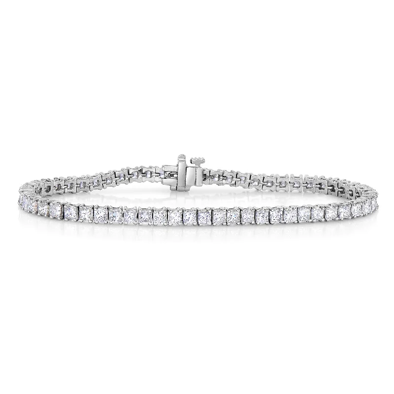 Thick stone bracelets-Sabel Collection 18K White Gold Princess Cut Diamond Tennis Bracelet