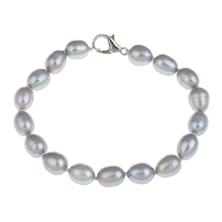 Tiny dot bangles-Women's Freshwater Pearl Bracelet | 8mm Grey Freshwater Pearl Bracelet