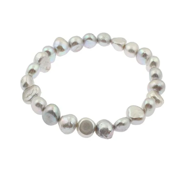 Oval gem bracelets-Women's Pearl Bracelet - Grey 7-8mm baroque