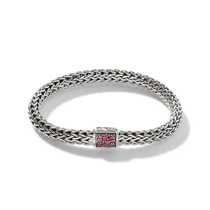 Loop charm bangles-John Hardy Classic Chain Reversible Bracelet in Black Sapphire and Ruby