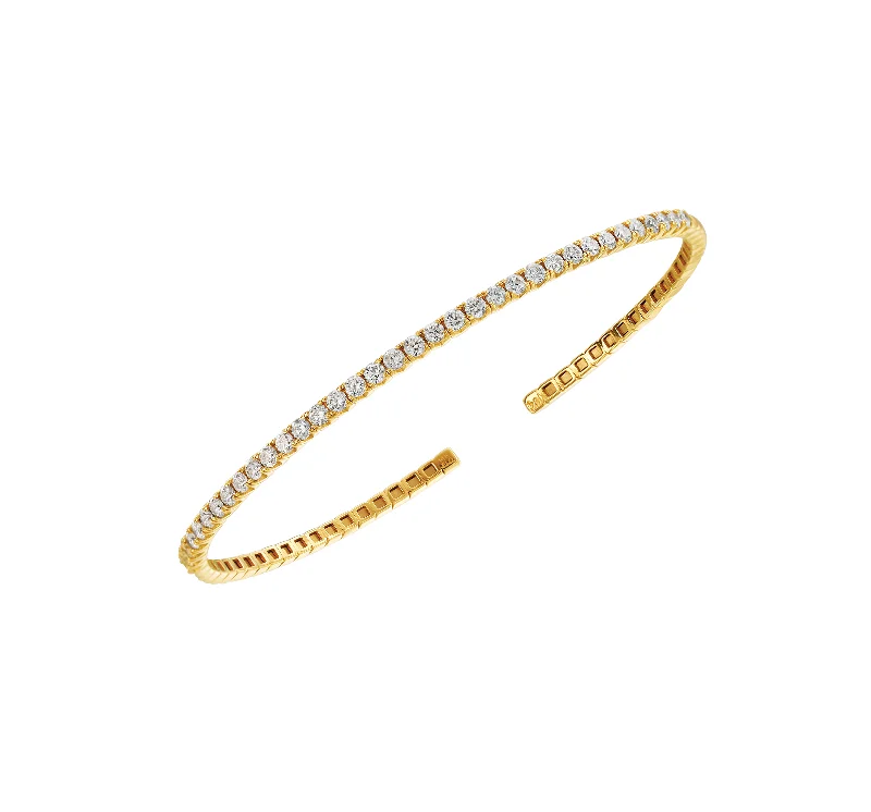 Overhand knot bangles-Sabel Collection 14K Yellow Gold Round Diamond Bangle Bracelet