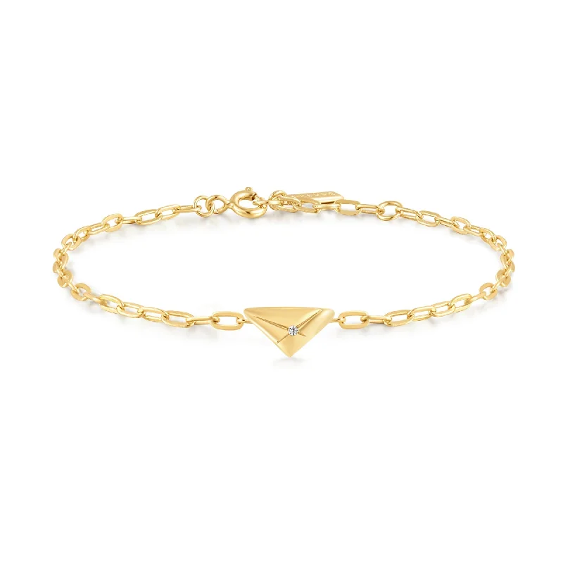 Thin stack bracelets-Ania Haie Gold Triangle Kiss Bracelet B059-01G