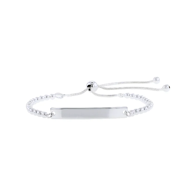 Vivid diamond bracelets-Silver Bar Bolo Bracelet