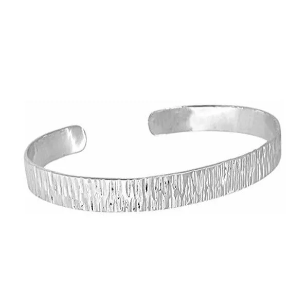 Thick geometric bangles-Men's Silver Bangle Bracelet | Texture Sterling Silver Cuff Bangle