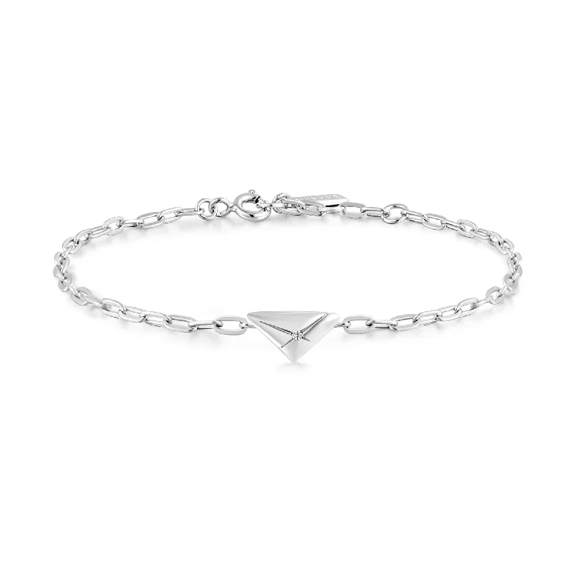 Tiny dot bangles-Ania Haie Silver Triangle Kiss Bracelet B059-01H