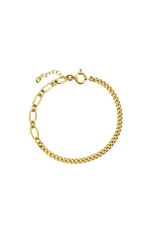 Tiny dot bangles-14ct Gold Plated Sterling Silver Curb and Oval Link Bracelet