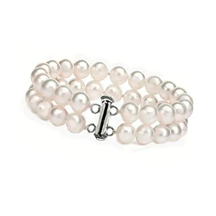 Glossy modern bracelets-Women's White Freshwater Pearl Bracelet 19.5cm 7mm AA Grade