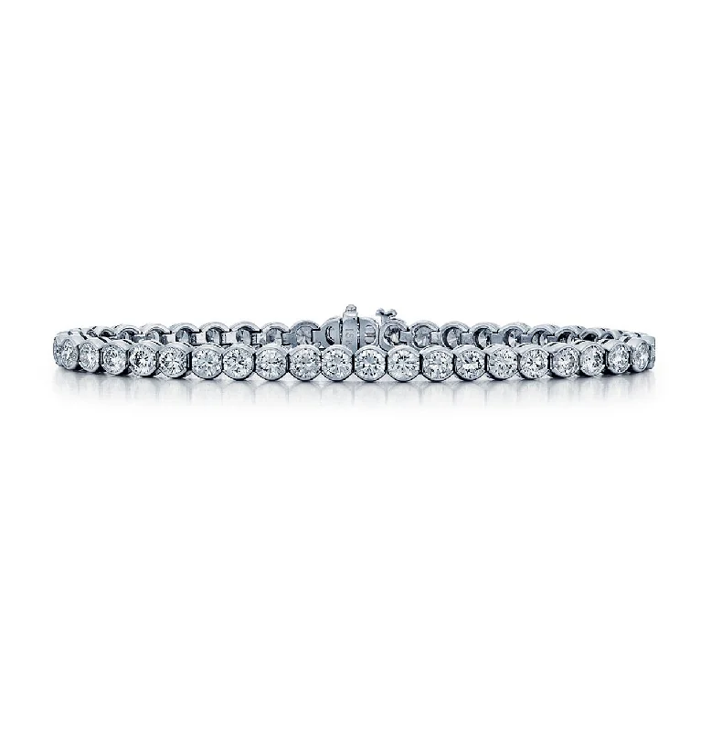 Multi-bead bangles-Sabel Collection 14K White Gold Round Bezel Set Diamond Tennis Bracelet