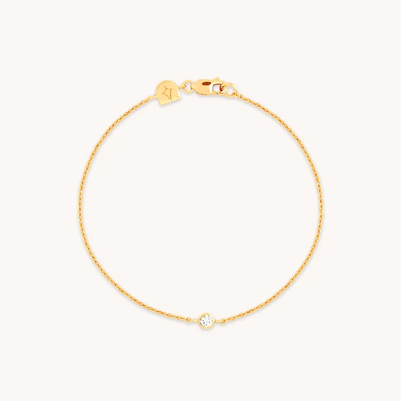 Polished silver bangles-Essential Crystal Charm Bracelet in Gold