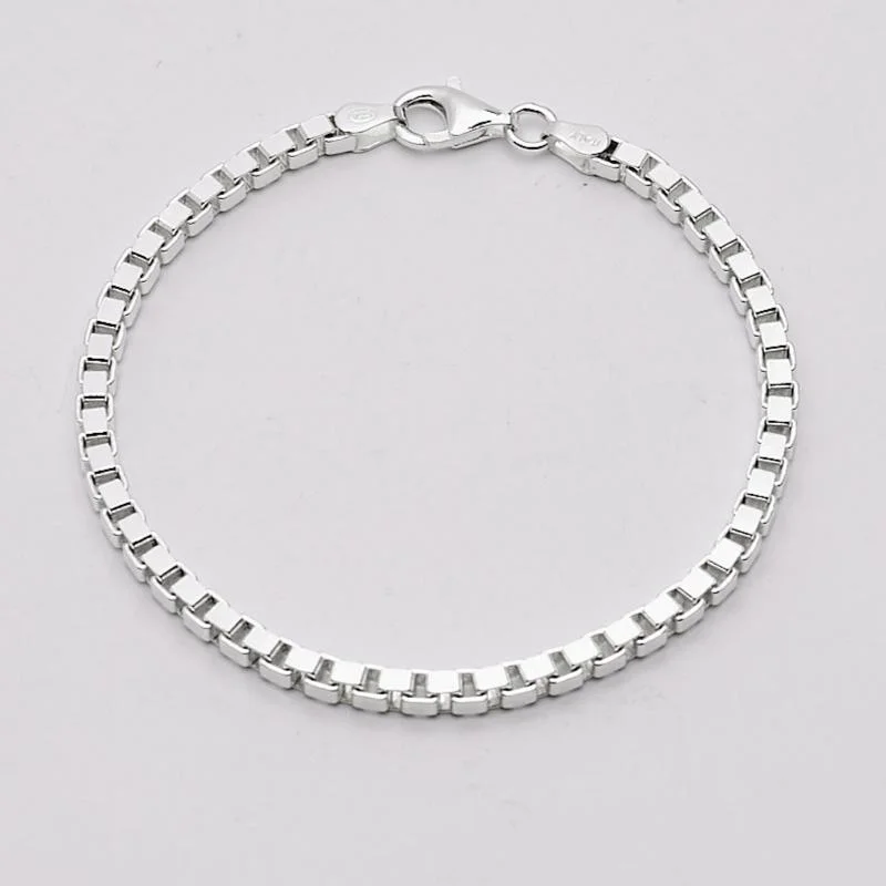 Playful bangles-Women’s Silver Box Chain Bracelet 925 Sterling Silver Italian Made