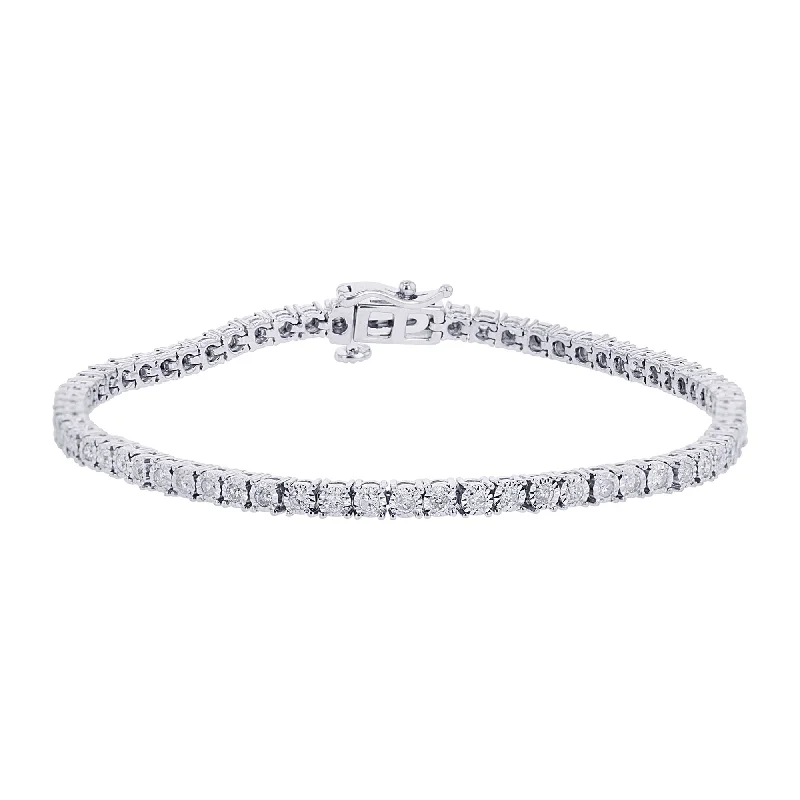 Glossy enamel bracelets-Silver Mirage Diamond Tennis Bracelet 1ct