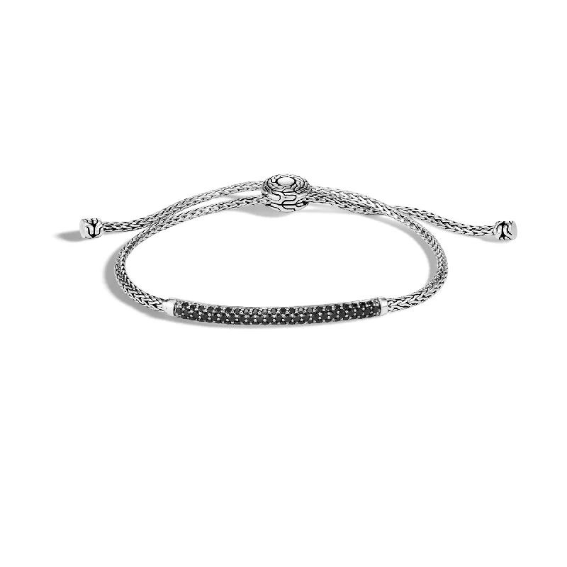 Cord edge bangles-John Hardy Classic Chain Sterling Silver Pull Through Station Bracelet in Black Sapphire