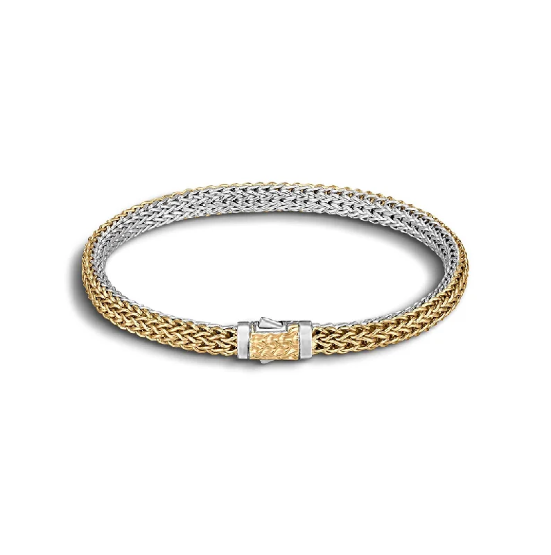 Classic lock bracelets-John Hardy Classic Chain Sterling Silver and 18K Yellow Gold Extra-Small Reversible Bracelet