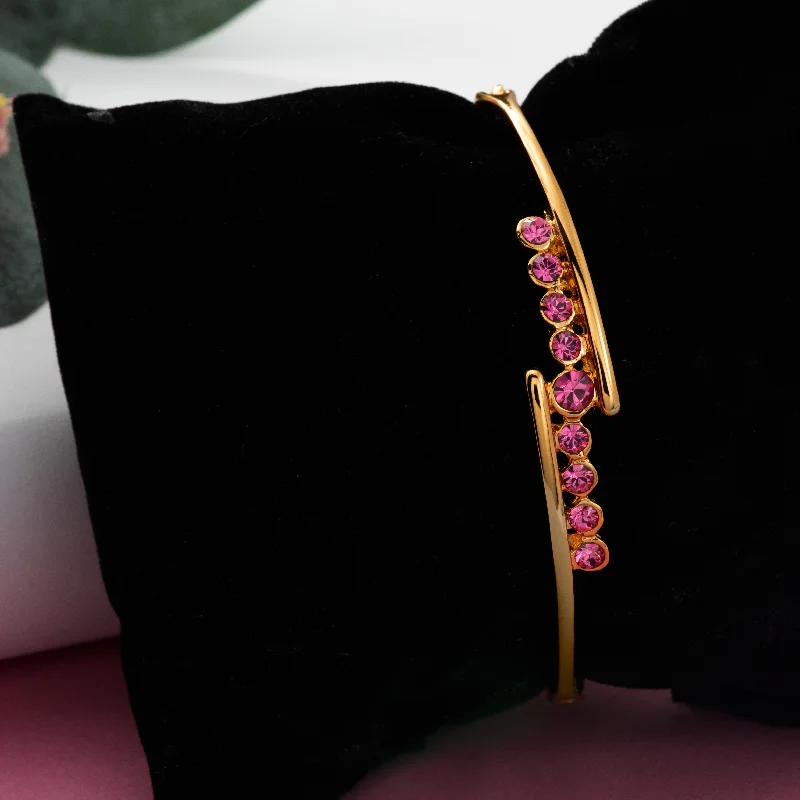 Glossy enamel bracelets-Estele - Gold Plated Bracelet with Fancy Austrian Crystals for women