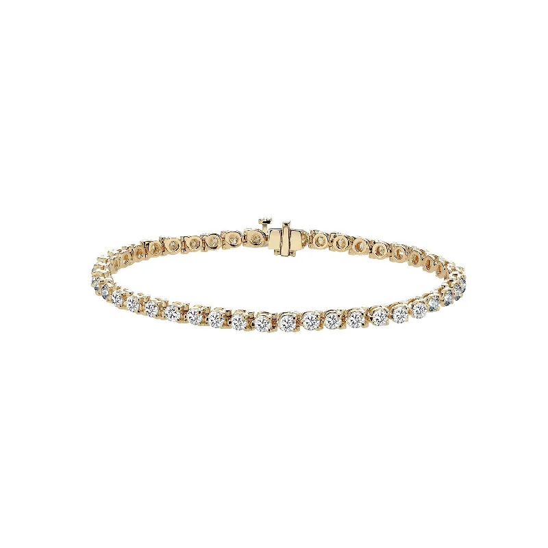 Gem-woven bangles-Sabel Collection 14K Yellow Gold Three Prong Set Round Diamond Tennis Bracelet