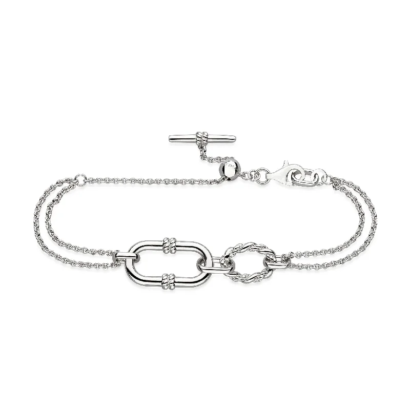 Braided cord bracelets-Kit Heath Marina Rope Link Duo Grande Twin Chain 7" Slider Bracelet 71097RP