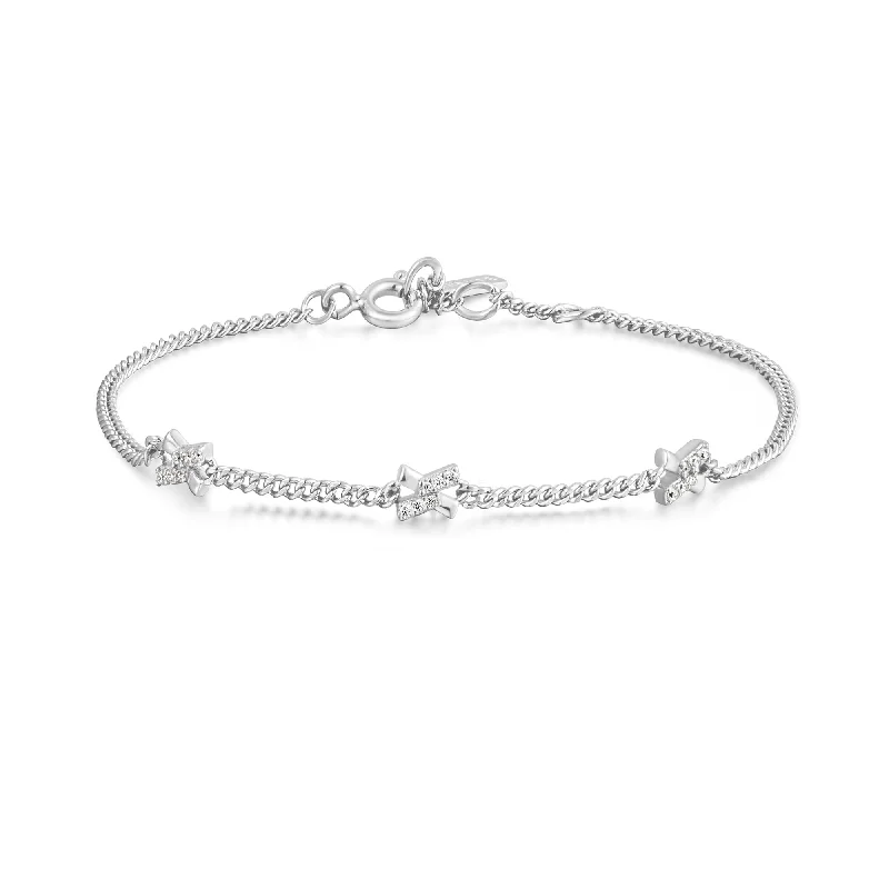 Smooth design bangles-Ania Haie Silver Cross Station Bracelet B061-03H