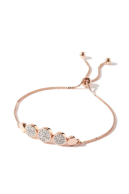 Shiny star bangles-Sterling Silver Rose Gold Plated Crystal Adjustable Friendship Bracelet