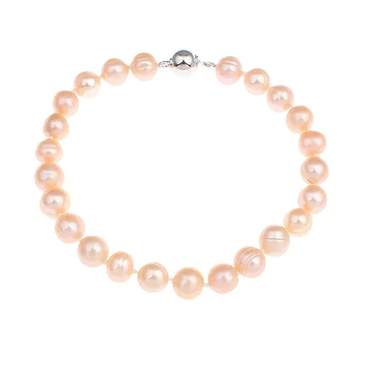 Cedar grain bangles-8-9mm Pink Freshwater Pearl Bracelet for Women and Girls