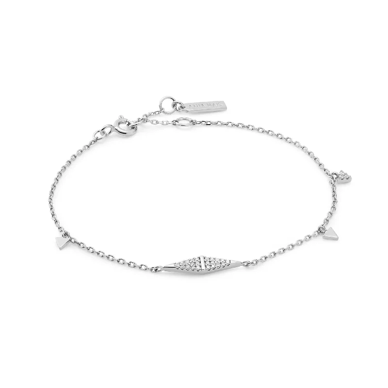 Oval shape bracelets-Ania Haie Silver Geometric Chain Bracelet B053-02H