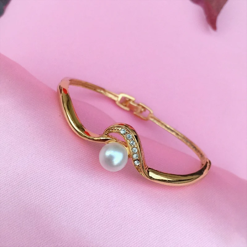 Shiny star bangles-Estele Gold Plated Pearl Bracelet for women