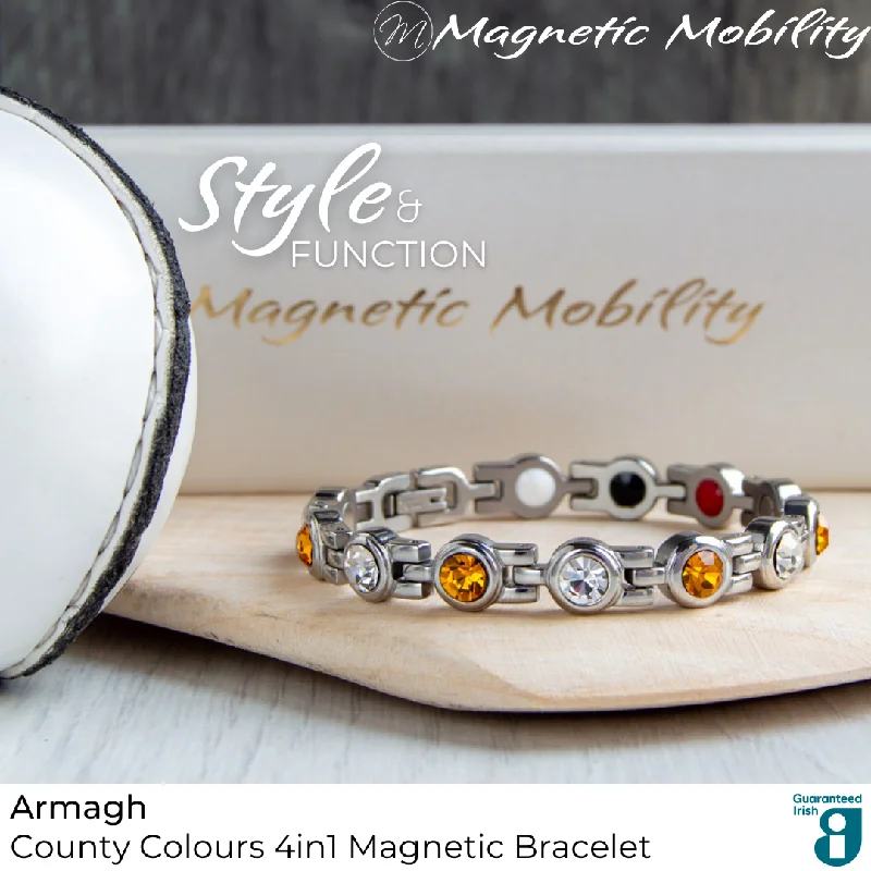 Thick stone bangles-Armagh GAA County Colours Magnetic Bracelet