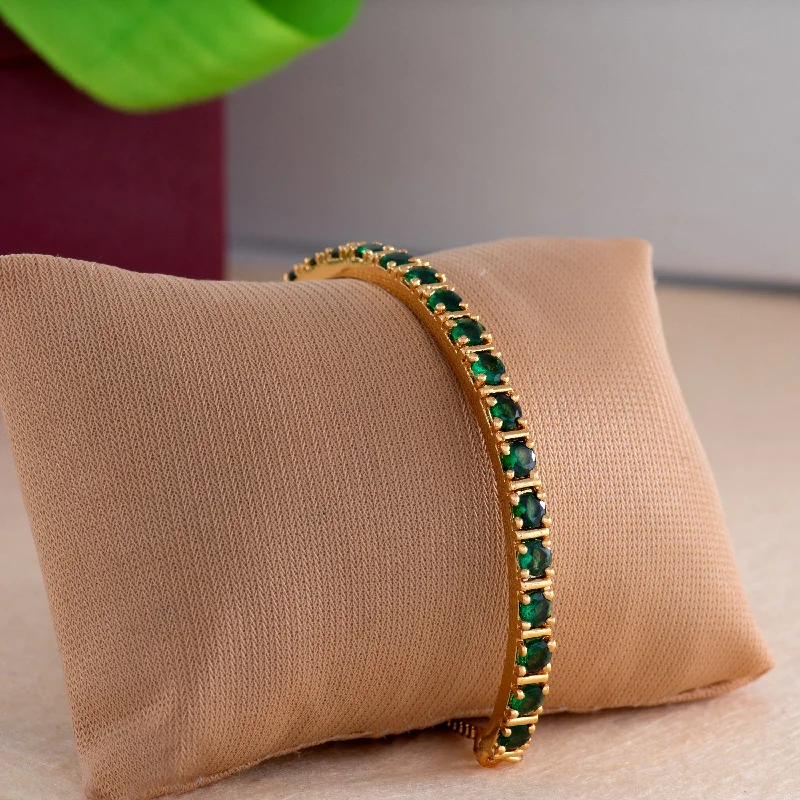 Stone pile bracelets-Estele Gold Plated Green Candy Crystal Bracelet for Women( Adjustable)