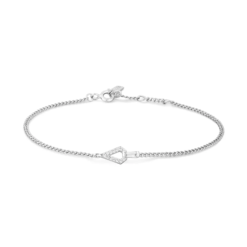 Coiled wire bangles-Ania Haie Silver Geometric Cubic Zirconia Bracelet B059-02H