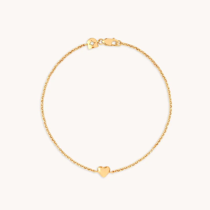 Cedar grain bangles-Love Heart Charm Bracelet in Gold