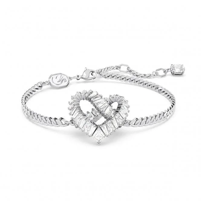 Playful bangles-Matrix Rhodium Plated White Heart Bracelet 5648299