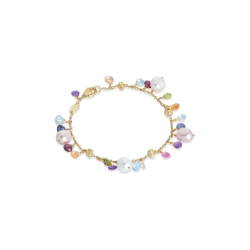 Patina bronze bangles-Marco Bicego Paradise Pearl and Multicolor Gemstone Bracelet