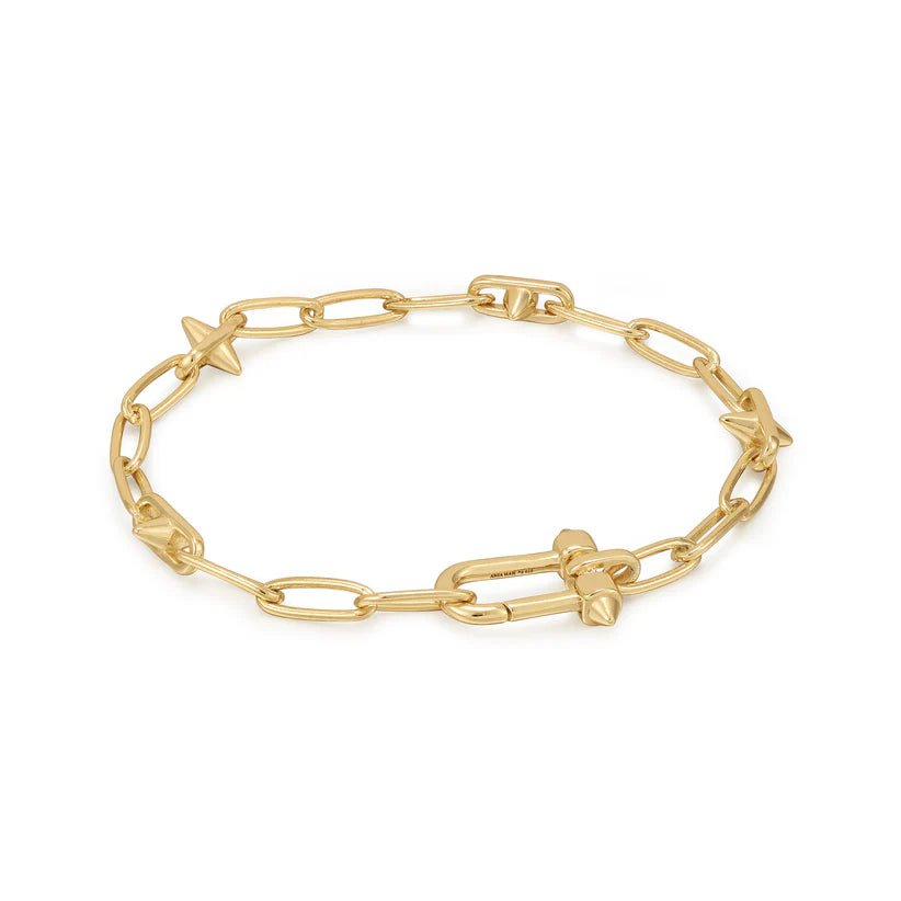 Smooth link bracelets-Ania Haie Gold Stud Link Charm Bracelet B048-03G