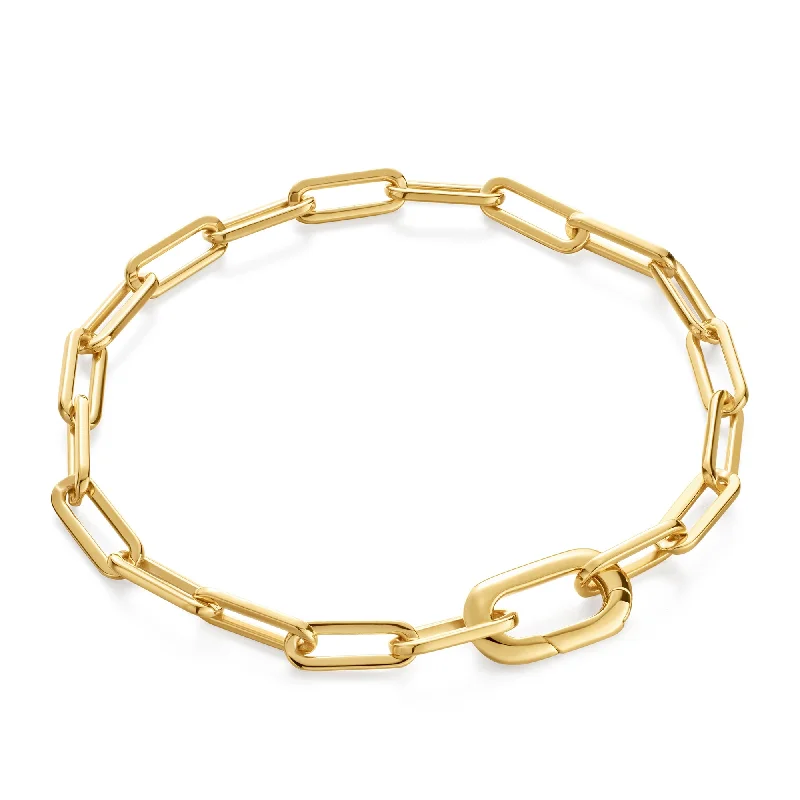 Light wood bracelets-Ania Haie Gold Linked Chunky Bracelet B060-02G