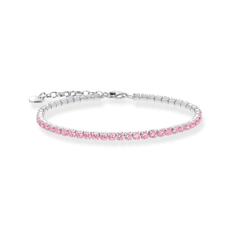 Glossy modern bracelets-Essentials Sterling Silver Sparkling Pink Zirconia Bracelet A2167-051-9