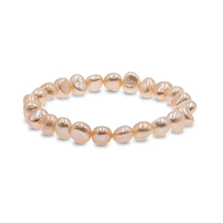 Thick stone bangles-7-8mm Pink Baroque Freshwater Pearl Bracelet for Women and Girls