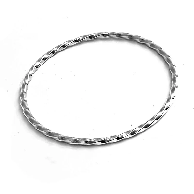 Glossy enamel bracelets-Sterling Silver Bangle Bracelet for Women Elegant Twisted Design