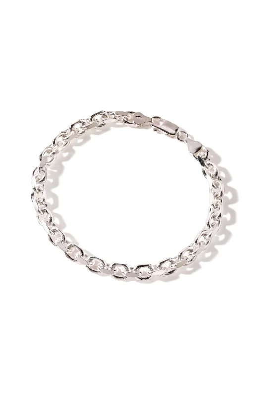 Polished bead bangles-Mens Sterling Silver Anchor Link Chain Bracelet