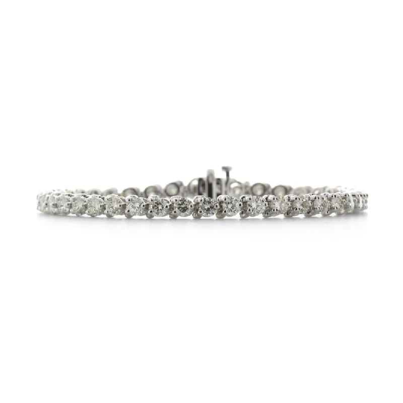 Classic flair bracelets-Sabel Collection 14K White Gold Three Prong Set Round Diamond Tennis Bracelet