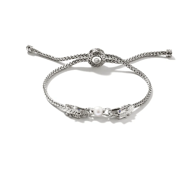 Delicate accent bracelets-John Hardy Silver Chain Dragon Pull Through Bracelet with Fresh Water Pearl