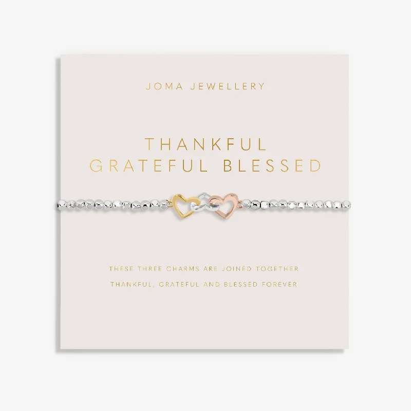 Glossy shine bracelets-Forever Yours Thankful Grateful Blessed Silver Bracelet 8288