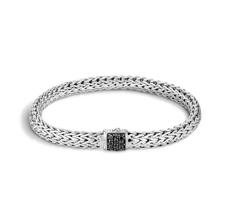 Linen cord bangles-John Hardy Classic Chain Small Lava Bracelet with Black Sapphire Clasp