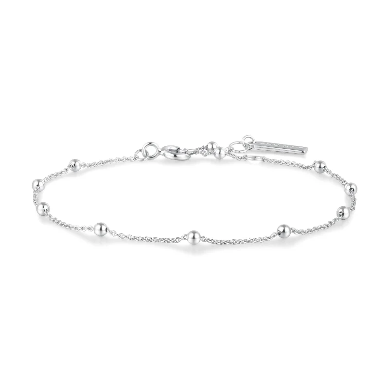 Classic deco bangles-Ania Haie Silver Beaded Chain Bracelet B058-01H