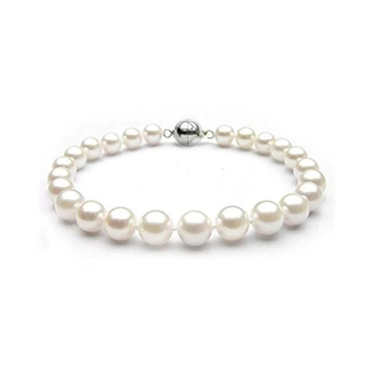 Thin star bracelets-Elegant Women's 8-9mm White Freshwater Pearl Bracelet