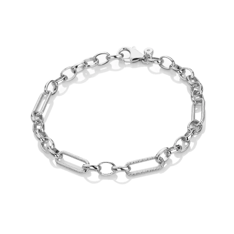 Thin stack bracelets-Sterling Silver HD X TG Statement Link Bracelet DL682