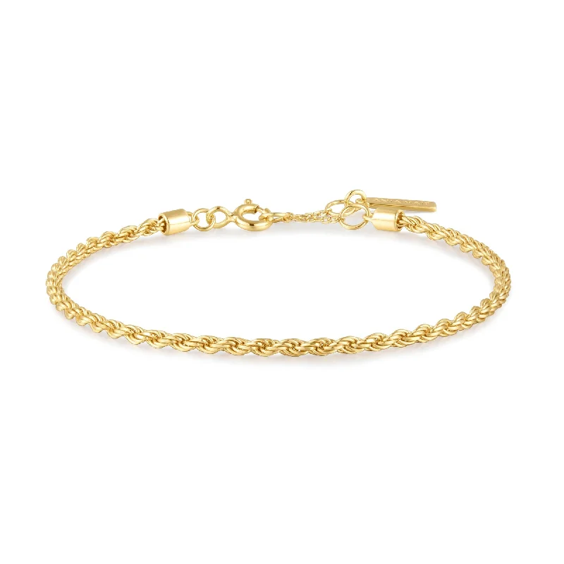 Delicate accent bracelets-Ania Haie Gold Rope Twist Bracelet B058-04G