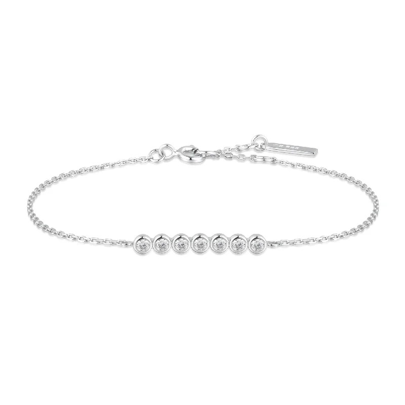 Fine bead bangles-Ania Haie Silver Bezel Set Bracelet B058-02H