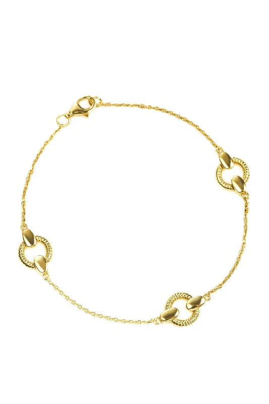 Oval gem bracelets-Gold Plated Sterling Silver Rings Bracelet