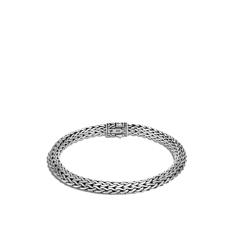 Sapphire bracelets-John Hardy Tiga Classic Chain Sterling Silver Bracelet with Black Sapphire Clasp in Medium