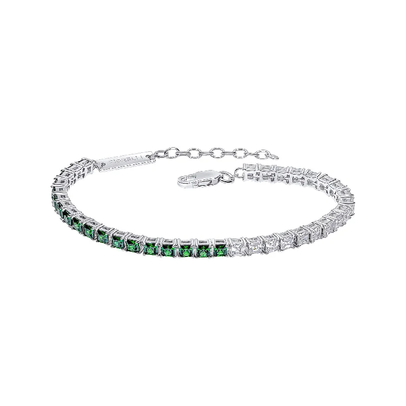 Linen cord bangles-Fiorelli Silver Green Cubic Zirconia Bracelet B5541