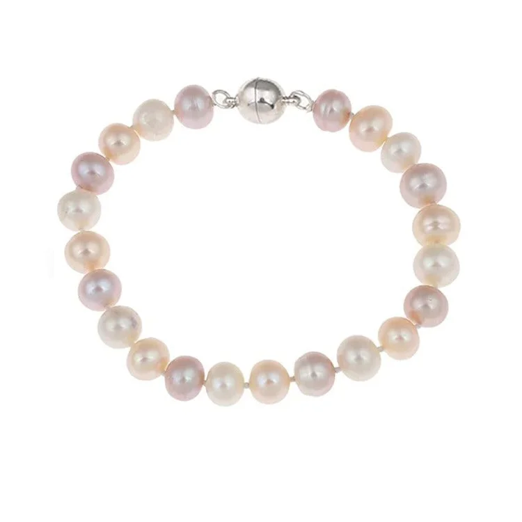 Spirit eye bangles-8-9mm Multicolour Freshwater Pearl Bracelet with Magnetic Clasp